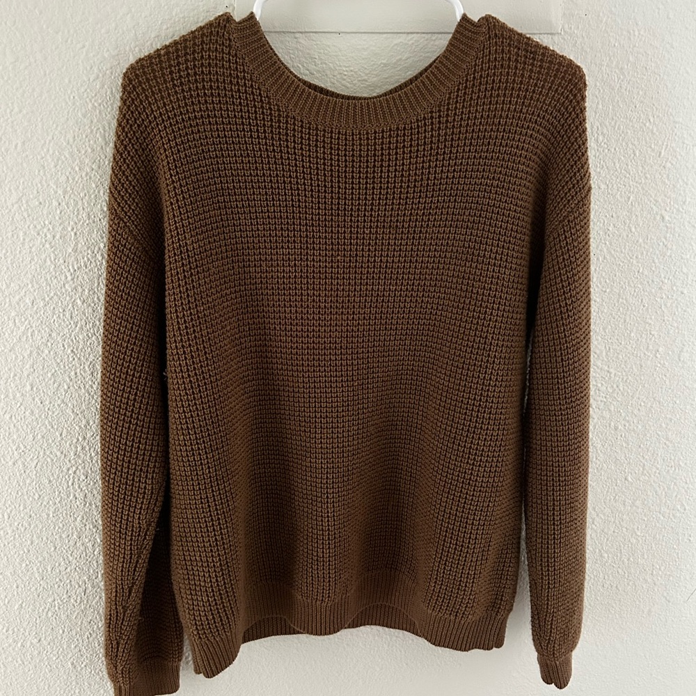Aritzia Wilfred Free Light Brown/Caramel Crewneck Knit Sweater